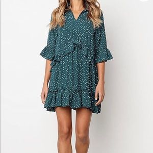 Dark green ruffle dress
